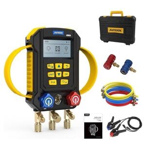 AUTOOL LM160 Smart Digital Manifold Gauge Kit HVAC AC 3 Hoses Case Open Box